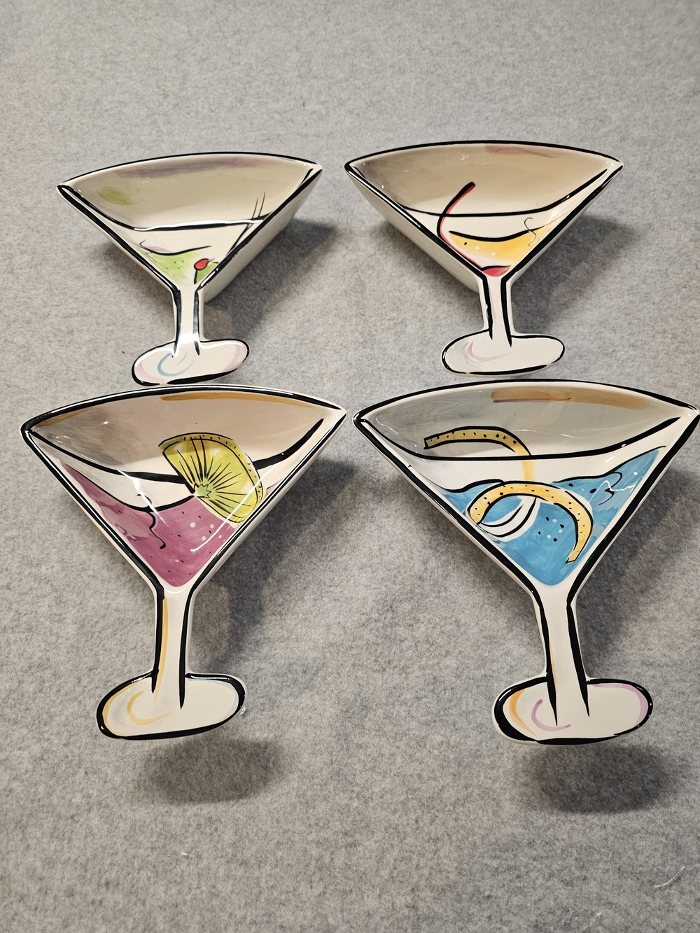 Clay Art Cocktail Hour Ceramic Martini Snack Bowl Set Of 4